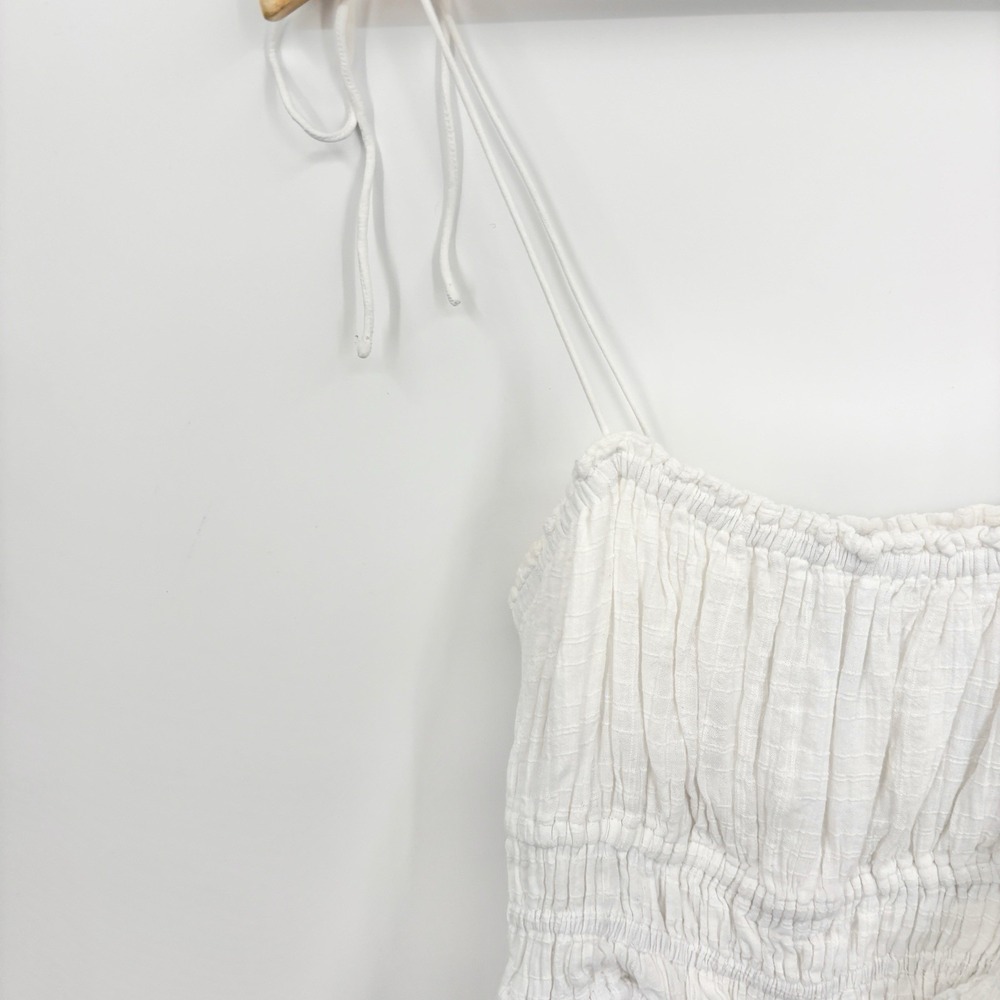 J Crew Clio Top Womens Small Milkmaid Coastal Boho Gauze Smocked Cottage Cotton - Picture 3 of 10